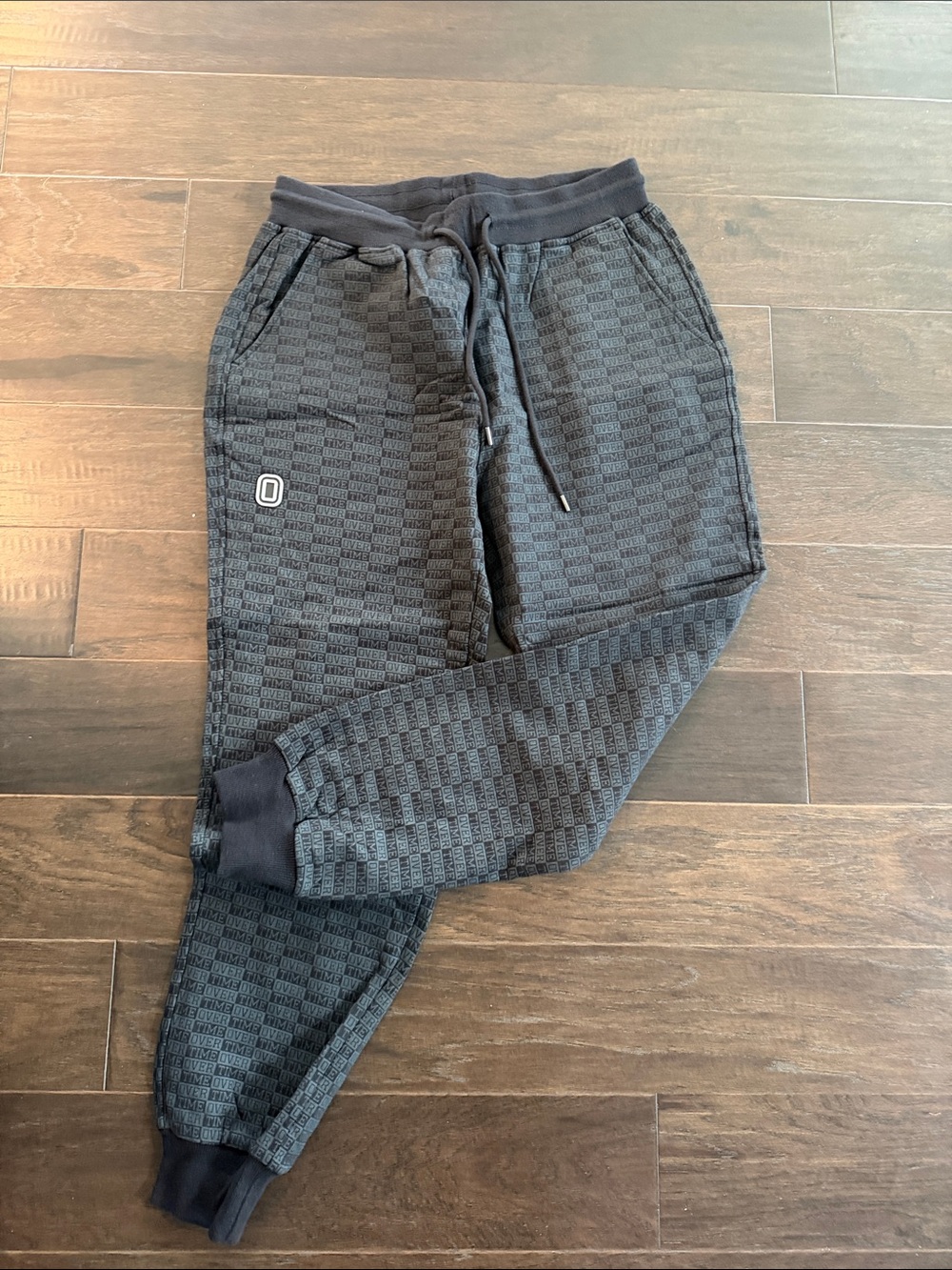 Men's Black Textured Jogger Sweatpants with Drawstring